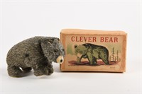 VINTAGE CLEVER BEAR KEY WIND TOY / BOX/ NOS