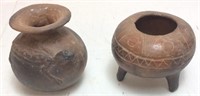 ANTIQUE NATIVE AMERICAN POTTERY, LIZARD VASE & 3