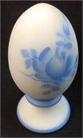 FENTON GLASS EGG SIGNED JANET S. HAND PAINTED