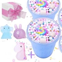 Blue Slime Birthday Fluffy Putty,Charms Cotton