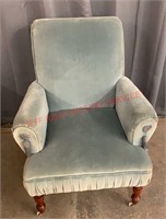 UPHOLSTERED CHAIR ON CASTERS-BLUE