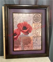 FRAMED WALL DECOR-RED FLOWERS