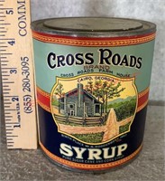 VINTAGE CAN W/LABEL-CROSS ROADS SYRUP