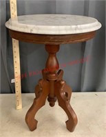 MARBLE TOP TABLE-WALNUT FINISH