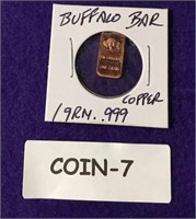 BUFFALO BAR 1 GRAM .999 19RM COPPER