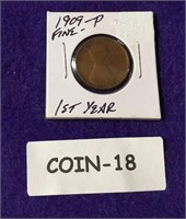 1909 P FINE 1ST YEAR LINCOLN WHEAT