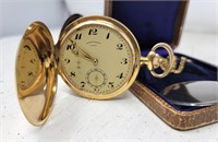 Vintage 14K gold 2" round pocket watch, German by