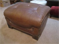 Brown Leather and Metal Hassock, SEARS model  5144