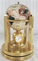 Rotating Brass Desk Globe with Time & Temp.