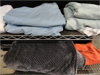 Contents of Two Shelves, Sheets, Blanket & Scale