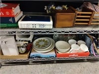 Contents of Two Shelves, Can Opener, Corning Ware