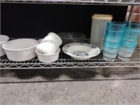 Contents of Shelf, Oven Dishes, Tumblers & Extras