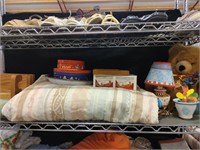 Contents of Shelf, Blanket, Lamp & More