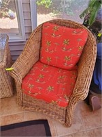 WICKER CHAIR UPHOLSTERED SEAT