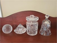 4PC WATERFORD CRYSTAL, SUGAR, BELL, PAPER WEIGHTS