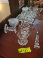 GROUP LOT WATERFORD CRYSTAL, NAPKIN RINGS, KNIFE,