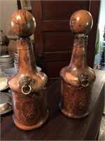 Pair of Vintage Italian Leather Wrapped Decanter