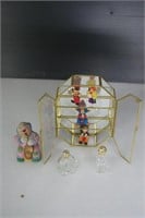 Clown figures and Bell, Perfume Bottles, Case