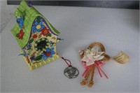 Glass Birdhouse and decorations