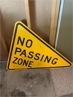 No passing zone road sign