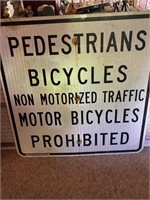 Pedestrian bicycles non-motorized road sign