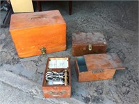 4 vintage wood boxes