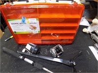 new tackle box 2 reels pole and pole holder
