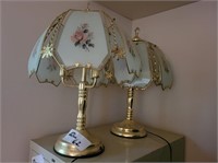 PAIR OF TOUCH LAMPS W/PINK ROSES