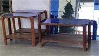 Depression blue mirror coffee table and 2 end