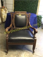 Accent leather/wood chair