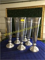 Silver Finish Trumpet Vases, 25", Bid x6