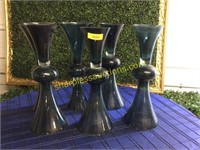 Set of Colored Glass vases, 19  inches