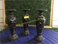 3 Tabletop candle holders, 16"