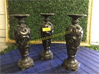 3 Tabletop candle holders, 16"