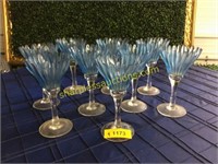 Wine Glass Blue Vases, Approx 9