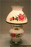 Table Lamp - tested works - H 17" - hand painted?