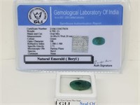 6.70ct Natural Emerald Gemstone GLI Cert