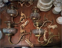 Set of 4 Electrified Brass Gas Light Fixtures