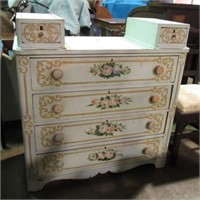 ROSE DECORATED DROP WELL DRESSER
