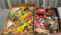 mostly plastic toys - cowboys, horses, etc -
