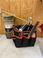 Craftsman bag, paint tools, house stain