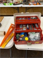 Tackle box with tools, nails, screws, etc