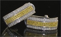 Stunning 1.00 ct Yellow Diamond Hoop Earrings