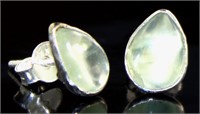 Genuine Pear Cut Green Amethyst Stud Earrings