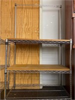 Stainless steel 3 shelf unit with 2 wood shelves