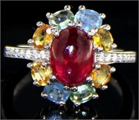 Genuine 4.52 ct Ruby & Gemstone Designer Ring