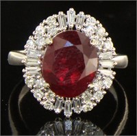 14kt Gold 6.26 ct Oval Ruby & Diamond Ring