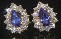 14kt Gold 3.90 ct Tanzanite & Diamond Earrings