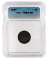 1884 PR62 BN Indian Head Copper Cent Proof