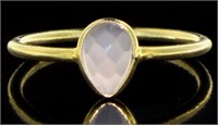 Genuine Pear Cut Rose Quartz Ring